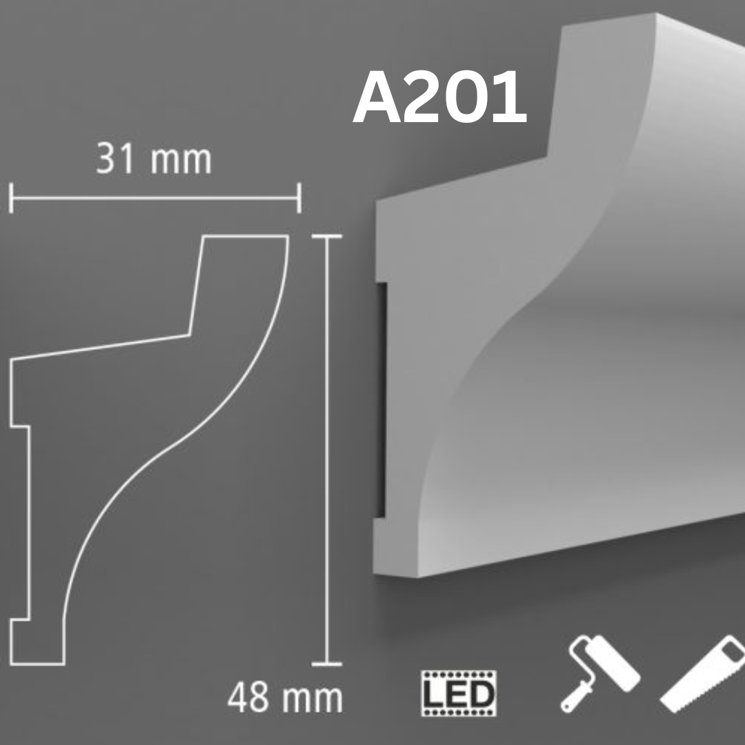 Cornisa duropolimer LED A201 2400x48x31 mm