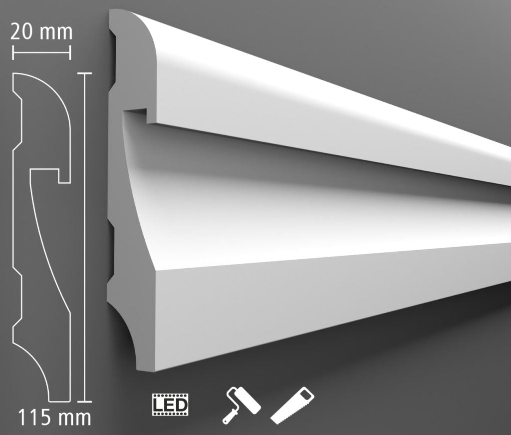 Plinta duropolimer LED A304 2400x115x20 mm